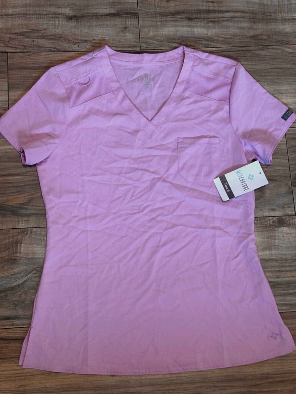 Med Couture Women's V-Neck Scrub Top & Pant Set - pink - Picture 3 of 3